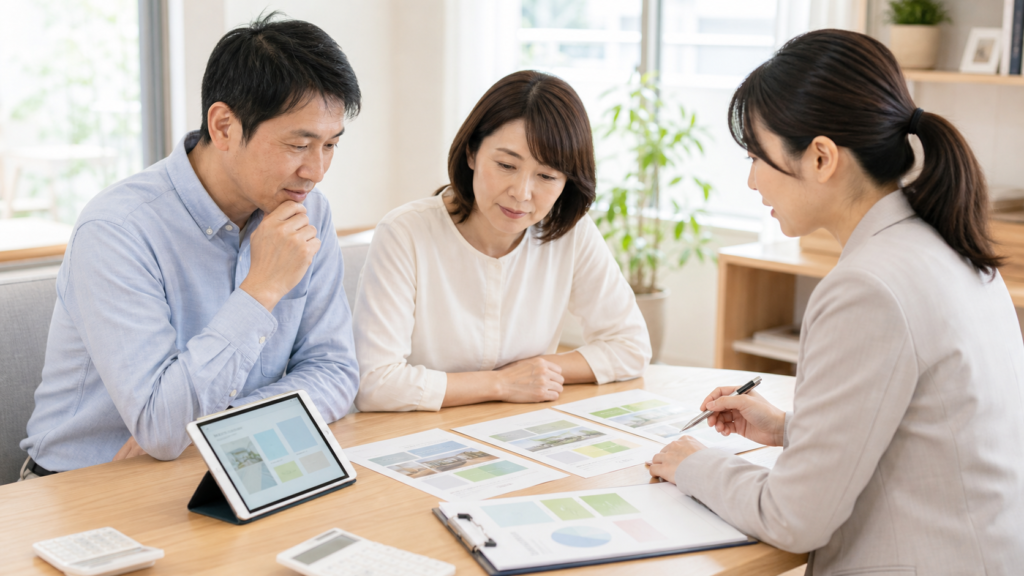 老人ホームを人気情報だけでなく比較表で確認する様子