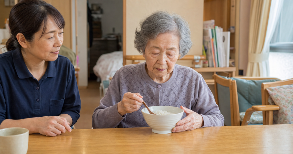 高齢者の誤嚥とお粥|サラサラになる理由と介護職が見るポイントのアイキャッチ画像