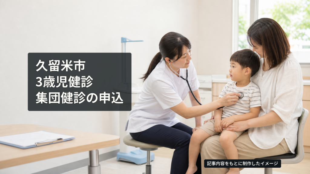 日本の健診会場で3歳ほどの子どもが診察を受けるイメージ