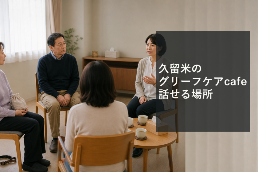 久留米の静かな会場で大切な人やペットとの別れについて安心して話す参加者の様子