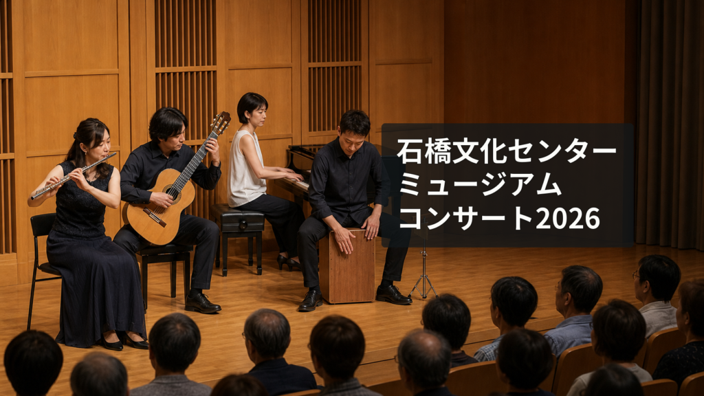 石橋文化ホールでフルートやギターの演奏を待つ久留米市の来場者