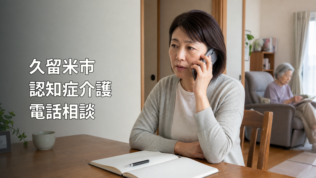 自宅から認知症介護の電話相談を利用する家族