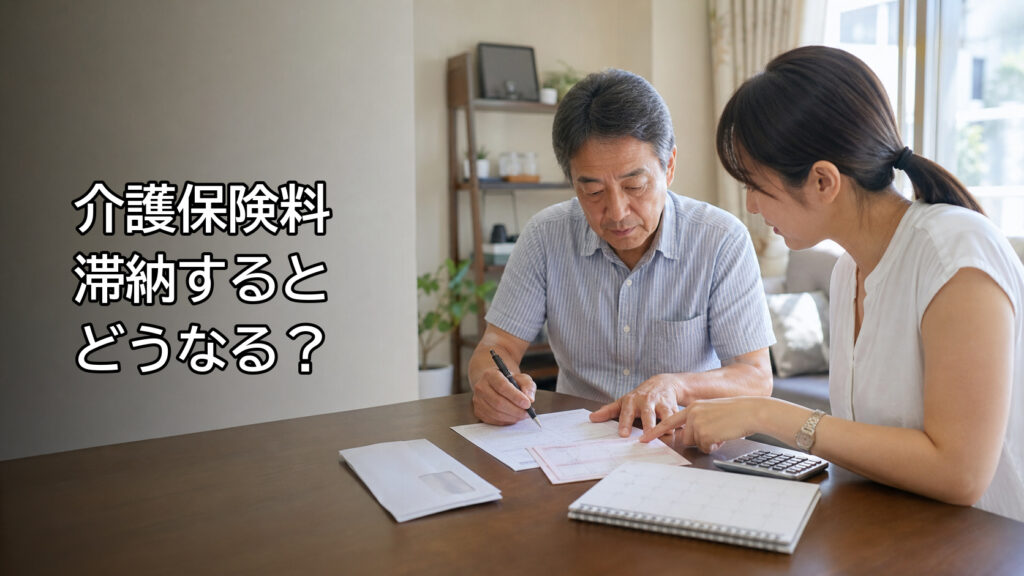 介護保険料の納付書と期限を家族で確認するイメージ