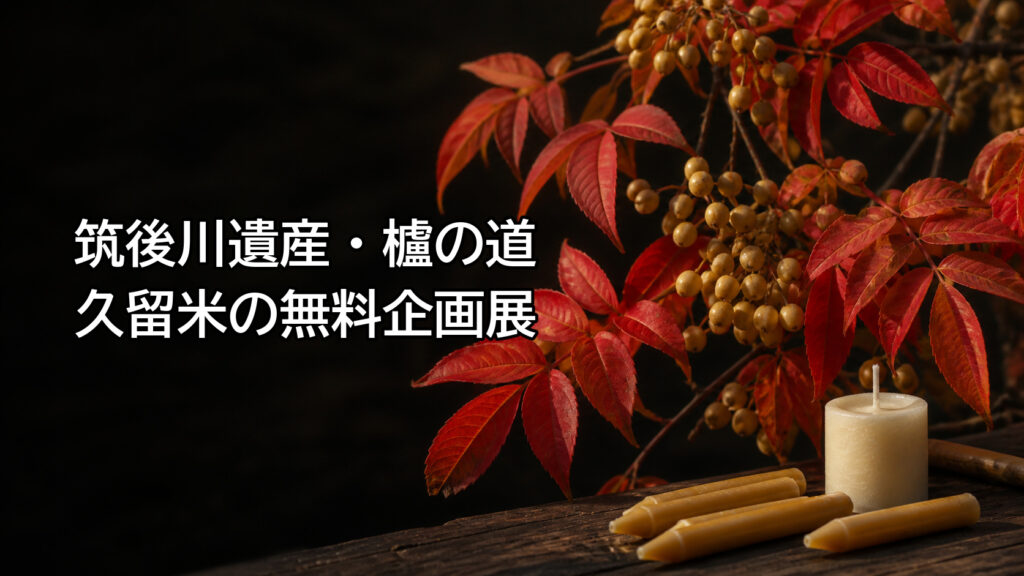櫨の実と紅葉、木蝋製品を組み合わせたイメージ