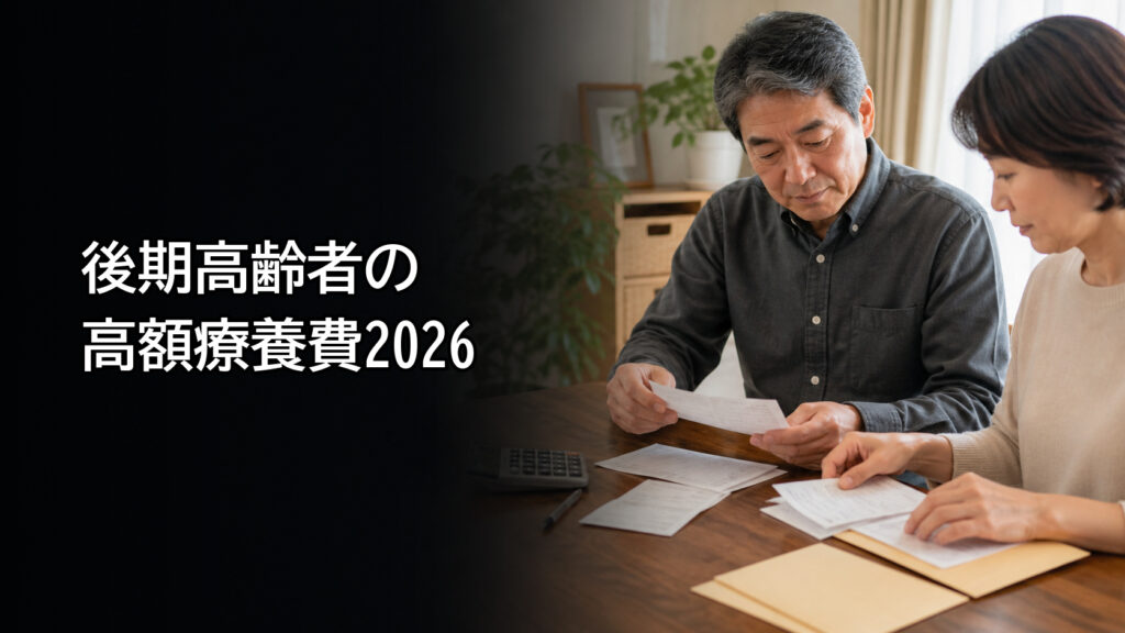 医療費の領収書と電卓を確認する高齢夫婦