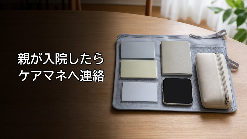 入院時に必要なカード類と手帳を整理した状態
