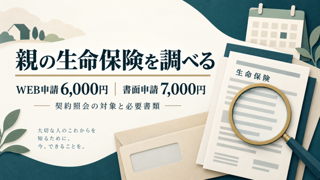 親の生命保険契約照会のWEB6,000円・書面7,000円を案内する画像