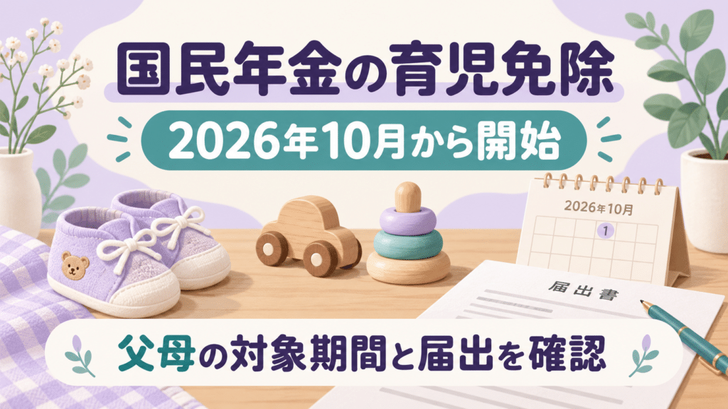 2026年10月開始の国民年金育児免除と届出を案内する画像